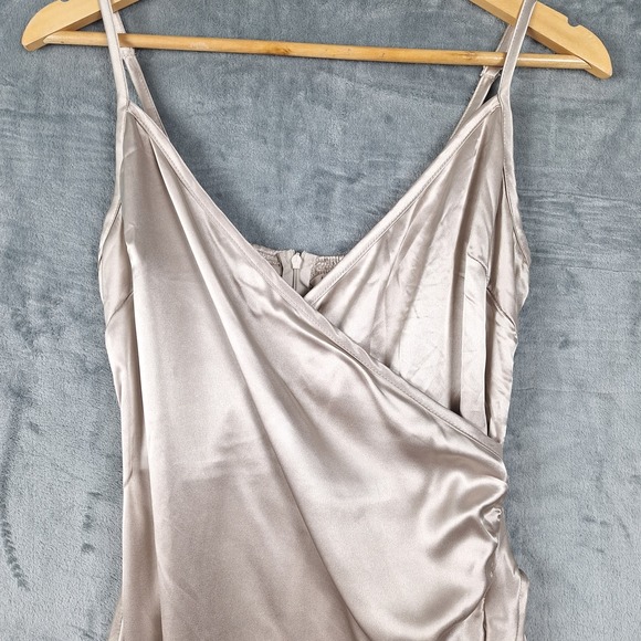 Womens Dress Medium Babydoll Y2K Wrap Ruffle HOCO Dance‎ Coquette Satin Fairy - Picture 3 of 9